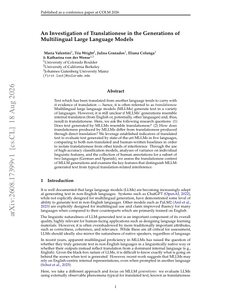 An Investigation of Translationese preview